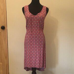 Eddie Bauer Southwest Geo Print High-Low Hem Midi Tassel Tie Dress Keyhole Sz 4
